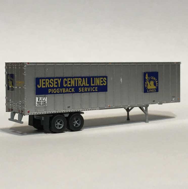 Flexi-Van 40' Exterior-Post Semi Trailer - Assembled -- Central Railroad of New Jersey #201105 (silver, blue, yellow)-2