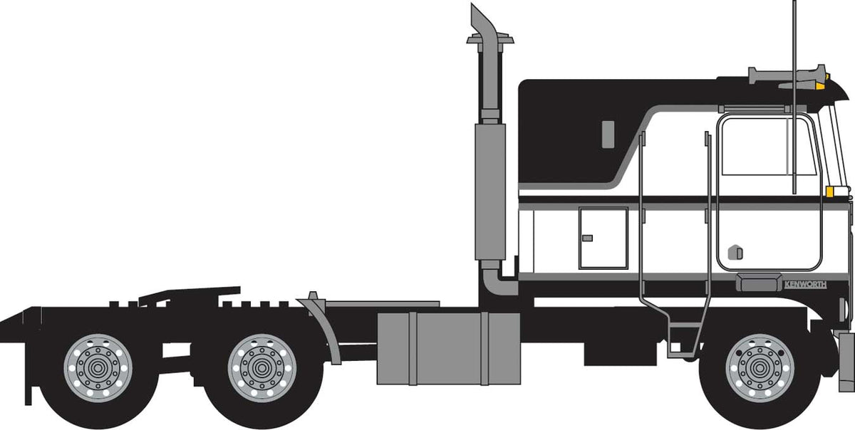 1970s Kenworth K100 Potomac Tractor w/VIT Flat-Top Sleeper Cab - Assembled -- Black, White