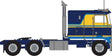 1970s Kenworth K100 Potomac Tractor w/VIT Flat-Top Sleeper Cab - Assembled -- Blue, Yellow
