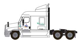 Freightliner Cascadia Mid-Roof Tractor - Assembled -- YRC Freight #4 (white, orange, blue)