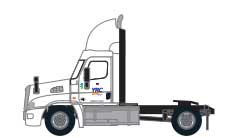 Freightliner Cascadia Raised-Roof 2-Axle Semi Tractor - Assembled -- YRC Freight #7 (white, orange, blue)