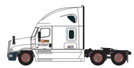 Freightliner Cascadia Raised-Roof 3-Axle Semi Tractor - Assembled -- Estes #7 (white, red)