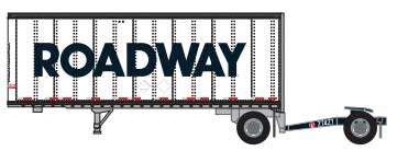28' Pup Van Trailer with Converter Dolly - Assembled -- Roadway #3 (white, black; Billboard Lettering)