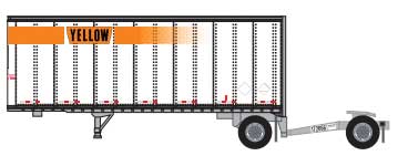 28' Pup Van Trailer with Converter Dolly - Assembled -- Yellow #1 (white, Orange Stripe; Narrow Lettering Logo)