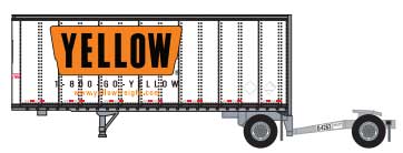 28' Pup Van Trailer with Converter Dolly - Assembled -- Yellow #4 (white, Orange Stripe; Billboard Narrow Lettering Logo)