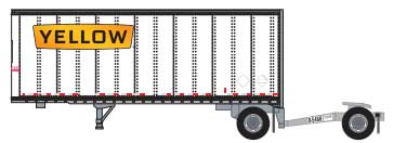 28' Pup Van Trailer with Converter Dolly - Assembled -- Yellow #7 (white, orange; Wide Lettering Logo)