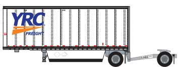 28' Pup Van Trailer with Converter Dolly - Assembled -- YRC Freight #1 (white, orange, blue)