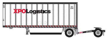 28' Pup Van Trailer with Converter Dolly - Assembled -- XPO Logistics #3 (white, red)