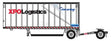 28' Pup Van Trailer with Converter Dolly - Assembled -- XPO Logistics #4 (Con-Way; white, red, black, blue)
