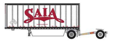 28' Pup Van Trailer with Converter Dolly - Assembled -- Saia #1 (white, red)