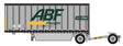 28' Pup Van Trailer with Converter Dolly - Assembled -- ABF Freight #7 (gray, green, yellow; Large Centered Logo)