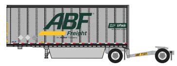 28' Pup Van Trailer with Converter Dolly - Assembled -- ABF Freight #9 (gray, green, yellow; Large Centered Logo)