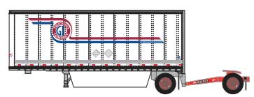 28' Pup Van Trailer with Converter Dolly - Assembled -- GI Trucking #2 (white, red, blue)