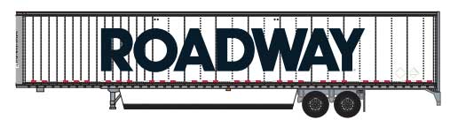 Hyundai 53' Dry Van Semi Trailer with Skirts - Assembled -- Roadway #1 (white, black; Billboard Block Lettering)