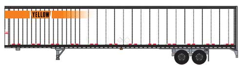 Hyundai 53' Dry Van Semi Trailer - Assembled -- Yellow #2 (white, Orange Fading Stripe; Narrow Lettering Logo)