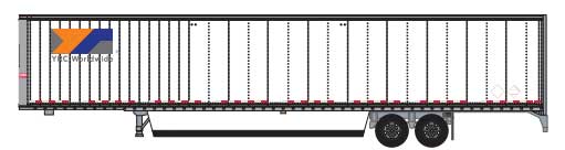Hyundai 53' Dry Van Semi Trailer - Assembled -- YRC Worldwide #1 (white, orange, blue, gray)