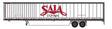 Hyundai 53' Dry Van Semi Trailer with Skirts - Assembled -- Saia #1 (white, red; "LTL Freight", website)