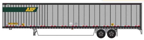 Hyundai 53' Dry Van Semi Trailer with Skirts - Assembled -- ABFZ #2 (gray, green, yellow; Logo in Upper Front)