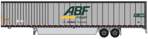 Hyundai 53' Dry Van Semi Trailer with Skirts - Assembled -- ABF Freight #2 (gray, green, yellow; Large Centered Logo, "An ArcBest Co."