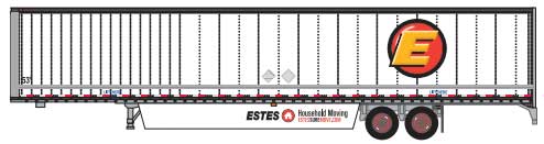 Hyundai 53' Dry Van Semi Trailer - Assembled -- Estes #4 (white, yellow, red; Circle E Logo)