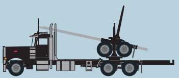 Peterbilt 379 Log Truck with Trailer - Assembled -- Black