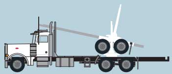 Peterbilt 379 Log Truck with Trailer - Assembled -- White, Black