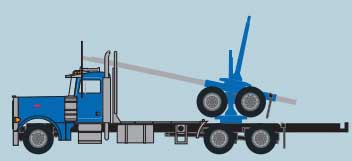 Peterbilt 379 Log Truck with Trailer - Assembled -- Blue, Black