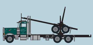 Peterbilt 379 Log Truck with Trailer - Assembled -- Koch Logging (green, black)