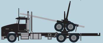 Kenworth T800 Log Truck with Trailer - Assembled -- Black