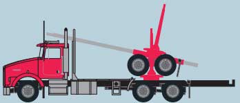 Kenworth T800 Log Truck with Trailer - Assembled -- Red, Black