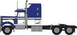 1970s Kenworth W900 Seminole Tractor w/60" VIT Aerodyne Sleeper Cab- Assemb -- Blue, White