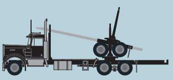 Kenworth W900 Log Truck with Trailer - Assembled -- Black
