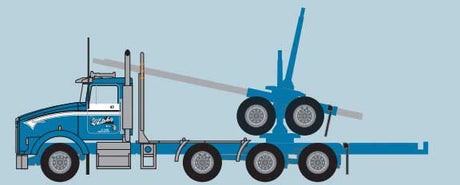 4-Axle Log Truck with Trailer - Assembled -- Gene Whittaker #1 (white, Light Blue)