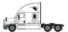 2000s Freightliner Cascadia Raised Roof Tractor - Assembled -- Central Refrigerated (2000s; white, red)