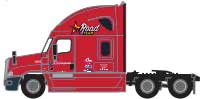 2000s Freightliner Cascadia Raised Roof Tractor - Assembled -- C.R. England (2020 Road Team; red, yellow)