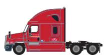 2000s Freightliner Cascadia Raised Roof Tractor - Assembled -- Knight #1 (2007; blue, red)