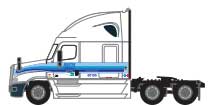 2000s Freightliner Cascadia Raised Roof Tractor - Assembled -- Marten #1 (2007; white, blue)