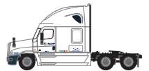 2000s Freightliner Cascadia Raised Roof Tractor - Assembled -- Swift (2017 Scheme; white, yellow)