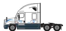 2000s Freightliner Cascadia Raised Roof Tractor - Assembled -- Walmart #05-0830 (2007-2020; white, blue)