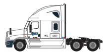 2000s Freightliner Cascadia Raised Roof Tractor - Assembled -- Werner #3 (2007 Common Scheme, white)