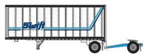 1980s-2000s 28' Pup Van Trailer - Assembled -- Swift #29200 (1980s-2000s; white, blue)