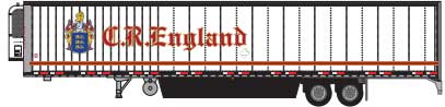 2000s 53' Reefer Trailer - Assembled -- C.R. England #26847 (2000s Common Scheme; white, red, blue)