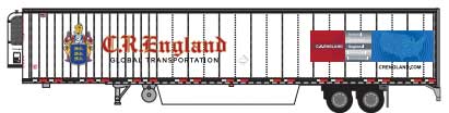 2000s 53' Reefer Trailer - Assembled -- C.R. England #21759 (2000s, Global Transportation; white, red, blue)