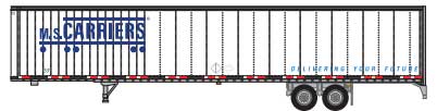 1990s 53' Van Trailer - Assembled -- M.S. Carriers #69247 (1990s-2020; white, blue; "Delivering Your Futures")