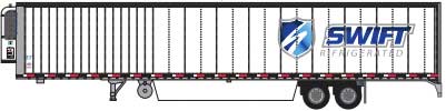 2017 53' Reefer Trailer - Assembled -- Swift #20074 (2017 Scheme; white, blue, gold; Shield Logo)