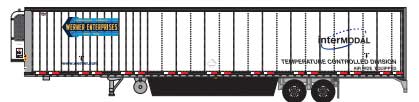 2000s 53' Reefer Trailer - Assembled -- Werner #7 (2000s; white, yellow, blue; Intermodal Logo, Temperature Controll