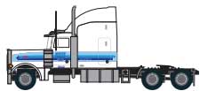 1987-2000s Peterbilt 379 Tractor - Assembled -- Marten (1987-2000s; white, blue)