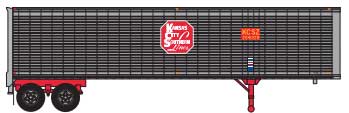 40' Corrugated Van Trailer - Assembled -- Kansas City Southern #205060 (silver, red, white)
