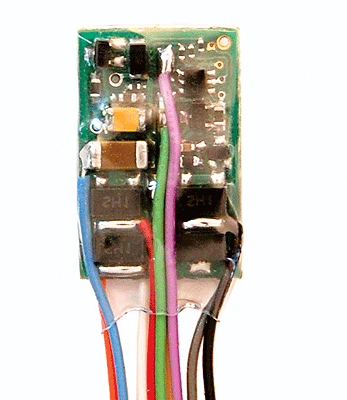 M4 1-Amp, 4-Function DCC Decoder - Control Only -- Hardwire - .365 x .587 x .109"  9.3 x 14.1 x 2.8mm
