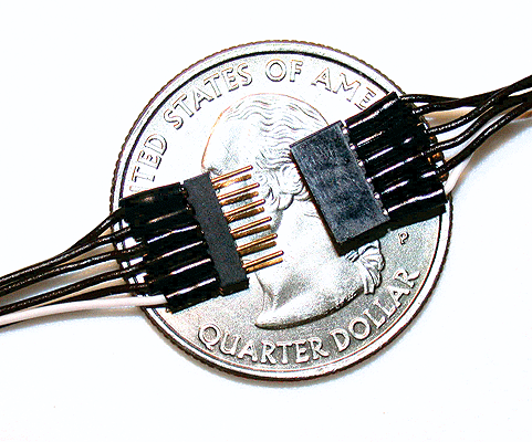 6-Pin 2 X 3 Array Mini Connector Set (1 Male, 1 Female) -- .312 x .075 x .244" with 6"  15.2cm Attached Black/White Wires